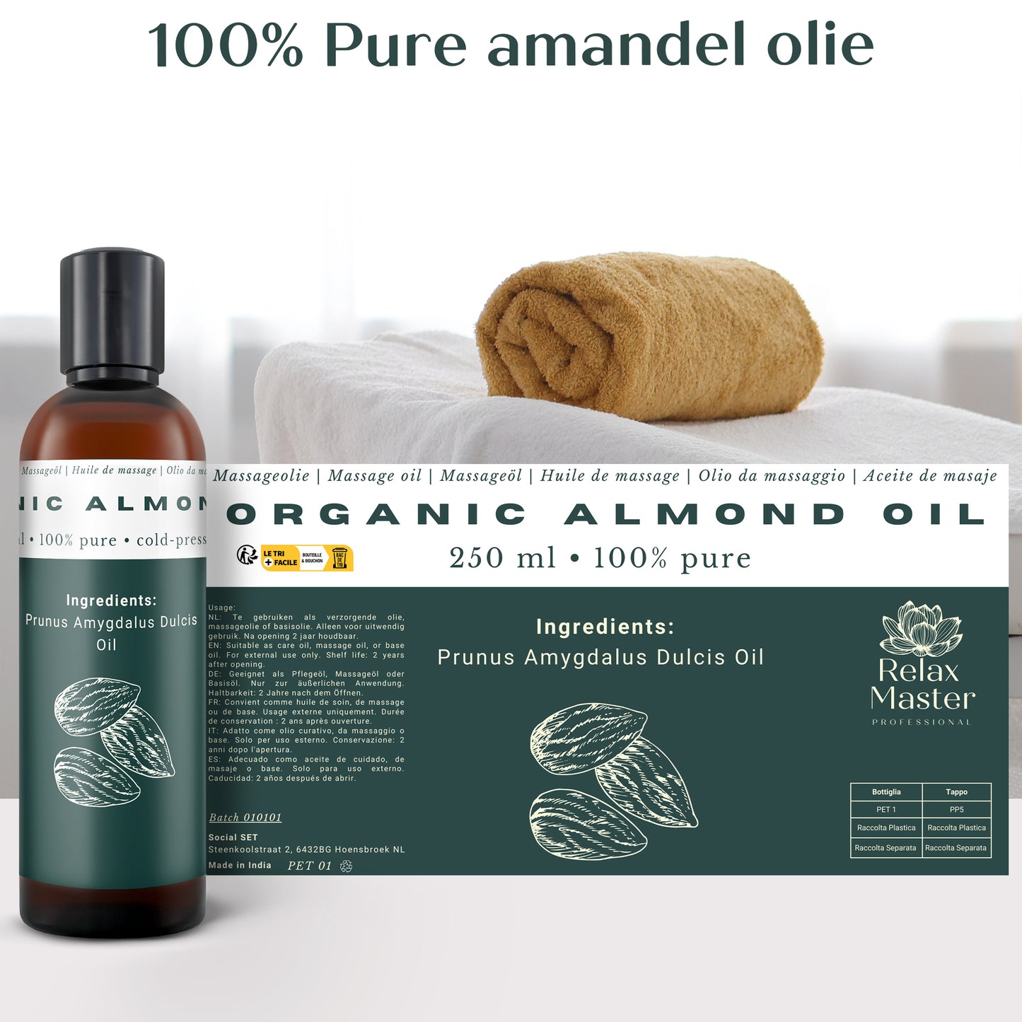 Organic Almond Oil - 100% Pure - 250 ml
