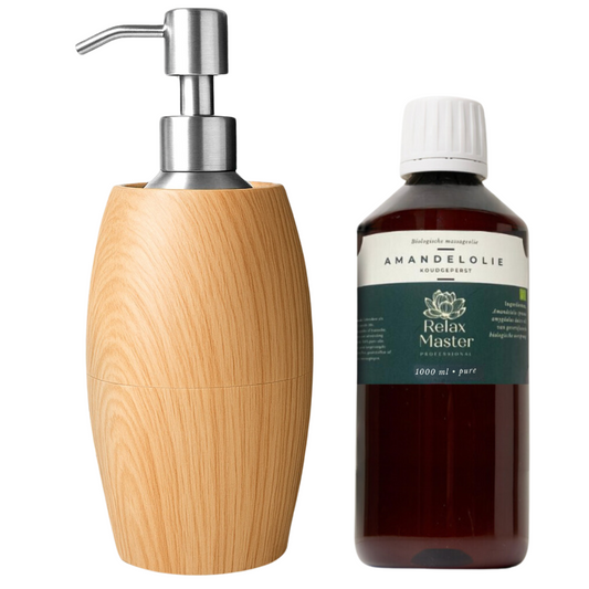 Massage Olieverwarmer Flaming Licht inclusief 1000ml biologische amandelolie
