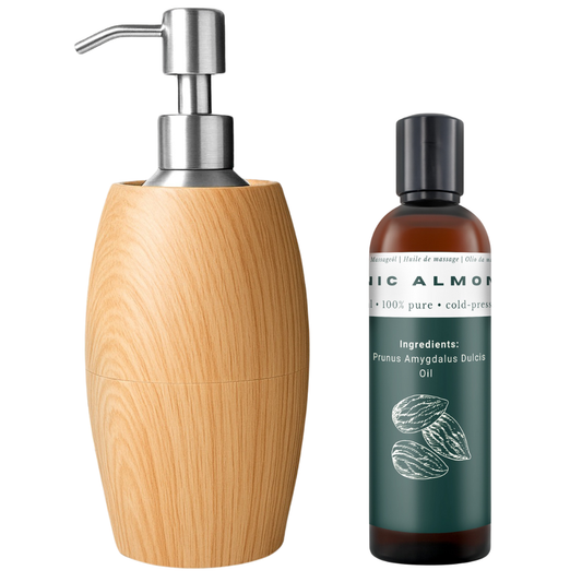 Massage Olieverwarmer Flaming Licht inclusief 250ml biologische amandelolie