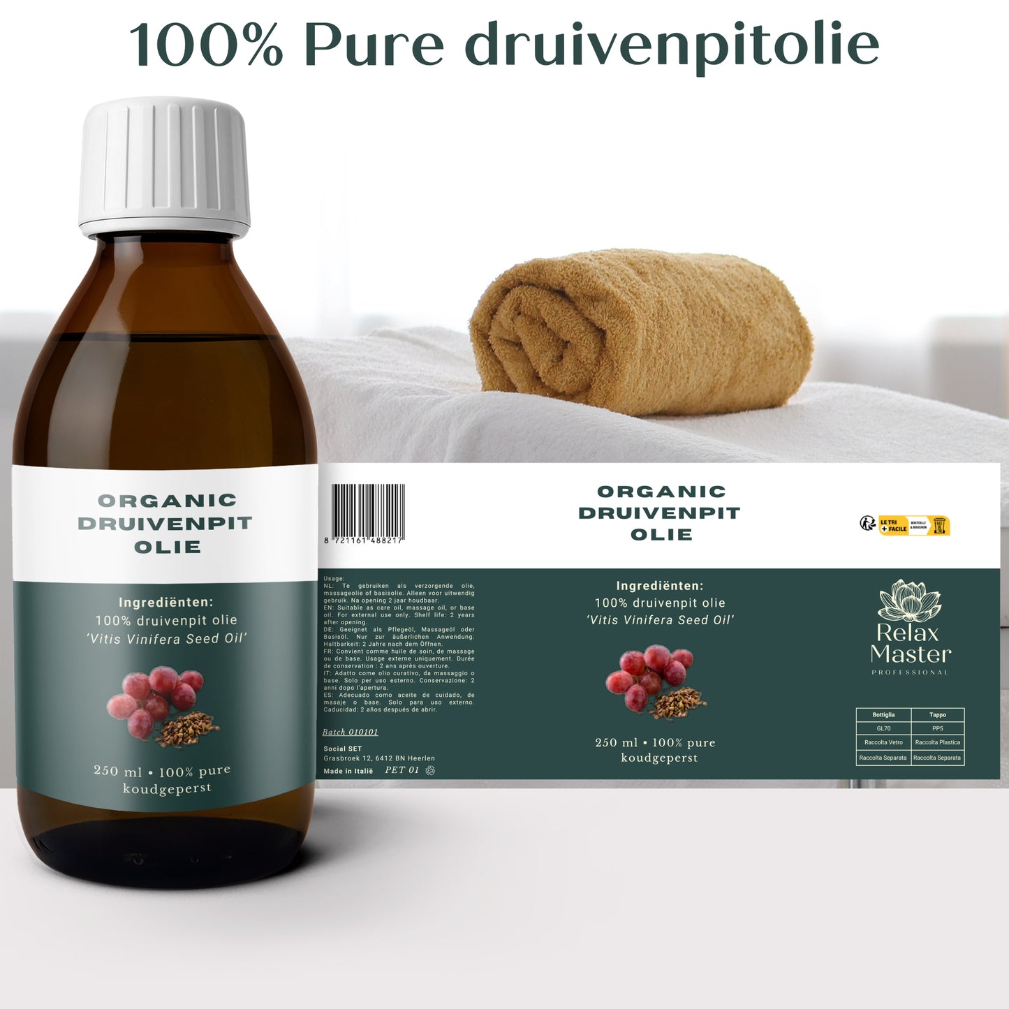 Biologische druivenpitolie 100% puur - 250 ml