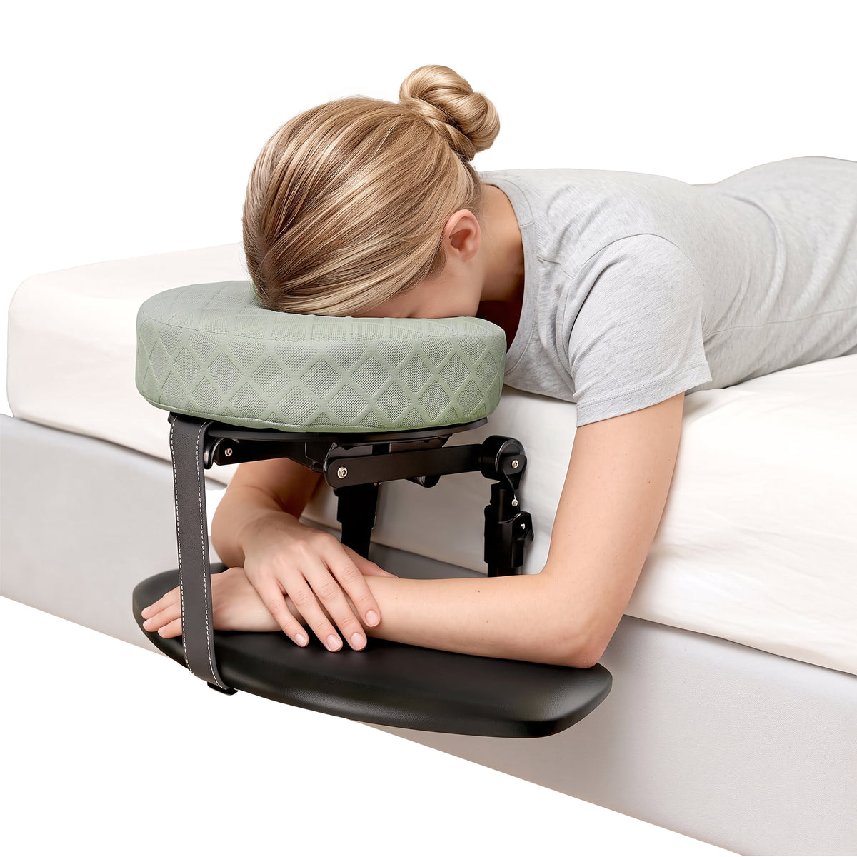 Relax Master massage hoofdsteun voor bed met memory foam kussen en armsteun