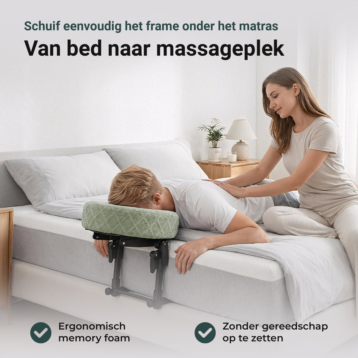 Van bed naar massageplek: frame onder het matras schuiven