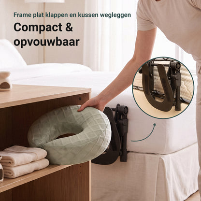 Compact en opvouwbaar frame, kussen eenvoudig op te bergen