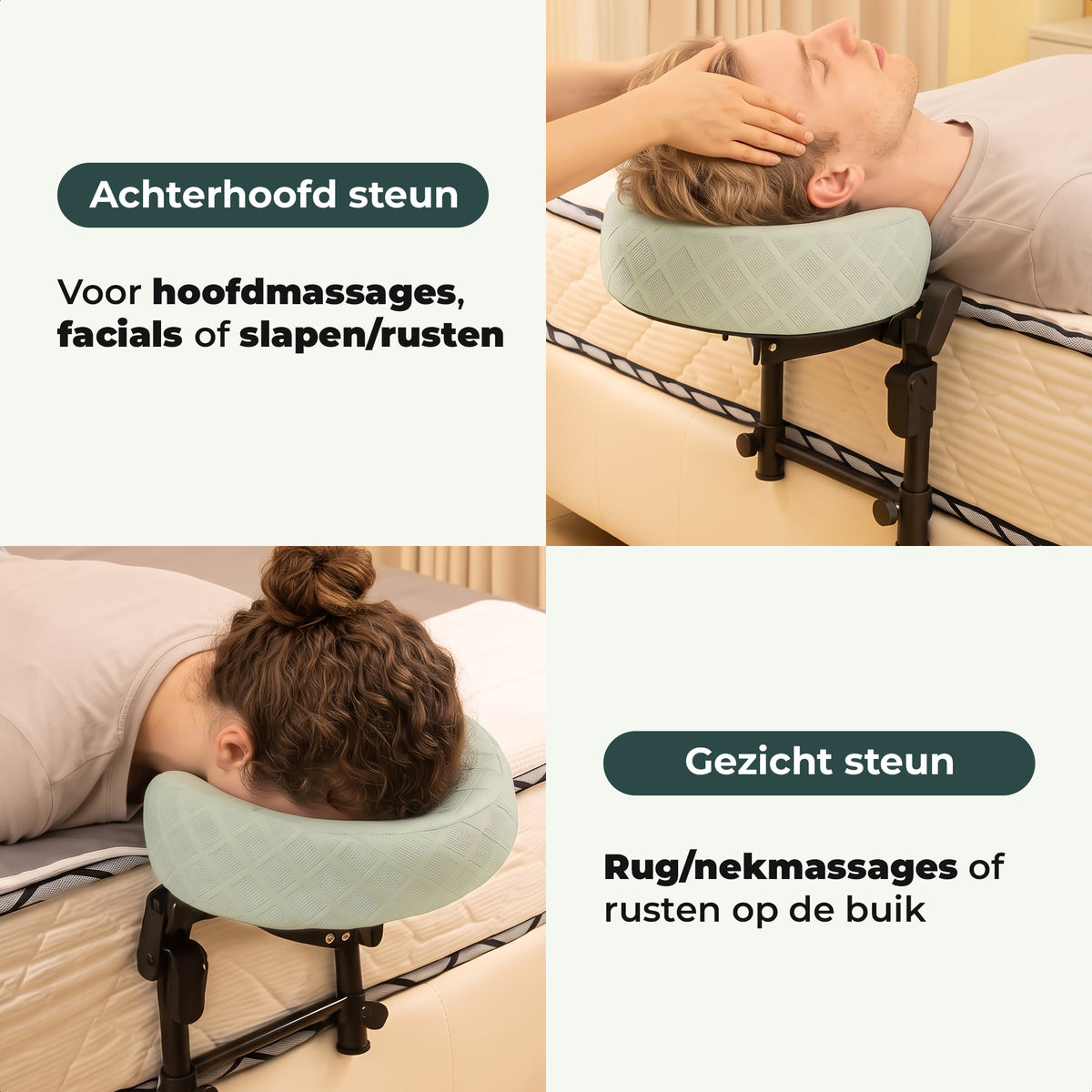 Gebruik als achterhoofdsteun of als gezichtssteun